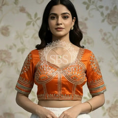 Aangi Gazi Silk Blouse Orange