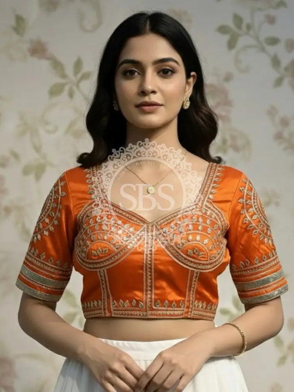 Aangi Gazi Silk Blouse Orange