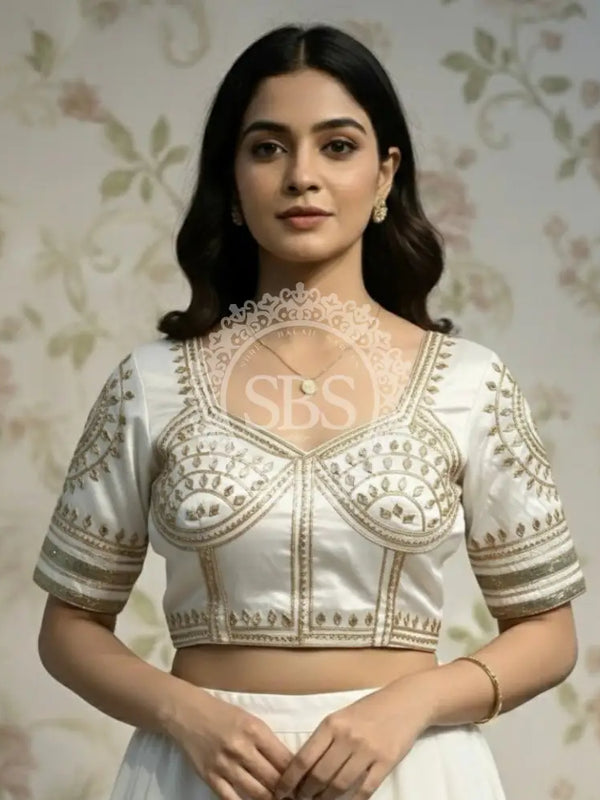 Aangi Gazi Silk Blouse WHITE