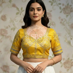 Aangi Gazi Silk Blouse Yellow
