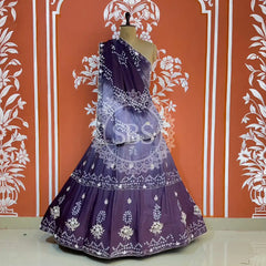 AARI GOTA PATTI CHINON BHANDEJ LEHENGA Grey / Free Size