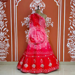 AARI GOTA PATTI CHINON BHANDEJ LEHENGA Pink / Free Size