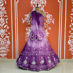 AARI GOTA PATTI CHINON BHANDEJ LEHENGA Purple / Free Size