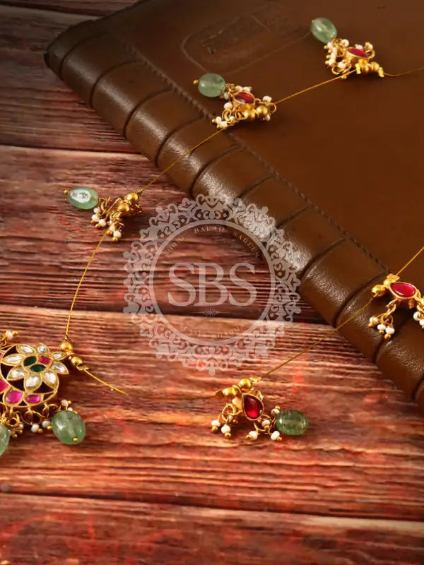 American Emerald Kundan Necklace Set Jewellery