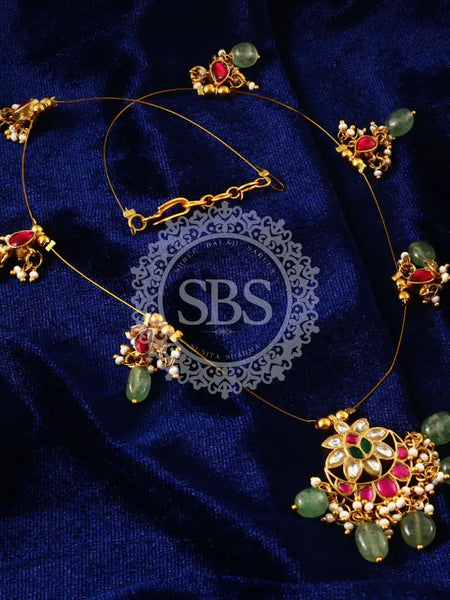 American Emerald Kundan Necklace Set Jewellery