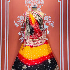 ART SILK BHANDEJ LEHENGA BLACK
