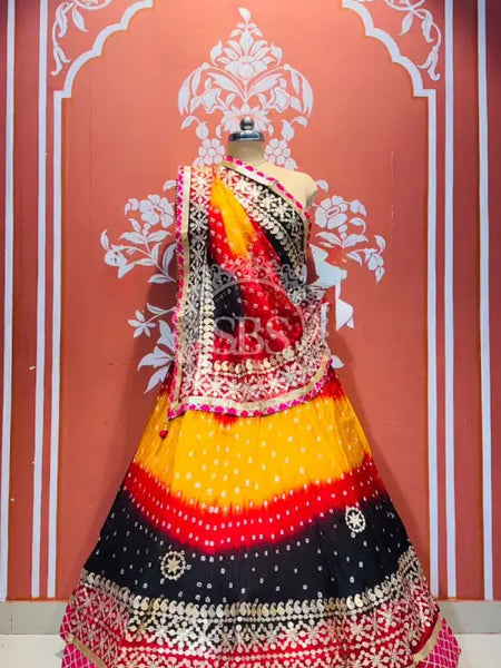 ART SILK BHANDEJ LEHENGA BLACK