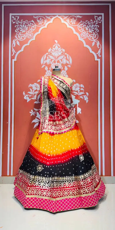 ART SILK BHANDEJ LEHENGA BLACK