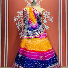 ART SILK BHANDEJ LEHENGA Blue