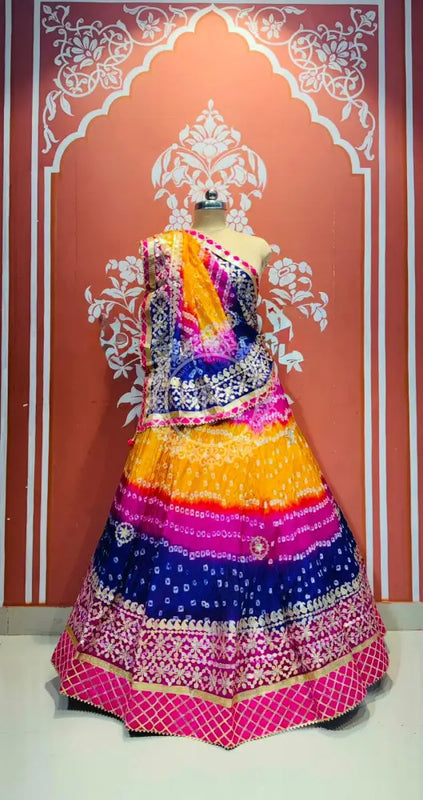 ART SILK BHANDEJ LEHENGA Blue