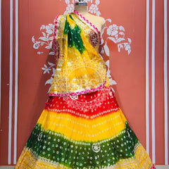 ART SILK BHANDEJ LEHENGA Bottle Green