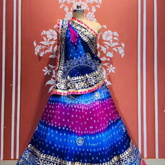 ART SILK BHANDEJ LEHENGA Navy