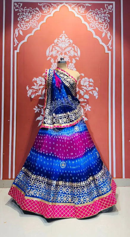 ART SILK BHANDEJ LEHENGA Navy