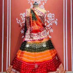 ART SILK BHANDEJ LEHENGA OLIVE
