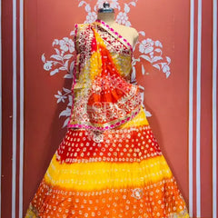 ART SILK BHANDEJ LEHENGA Orange