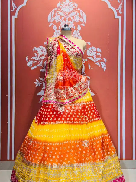 ART SILK BHANDEJ LEHENGA Orange