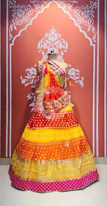 ART SILK BHANDEJ LEHENGA Orange