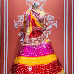 ART SILK BHANDEJ LEHENGA Rani Pink