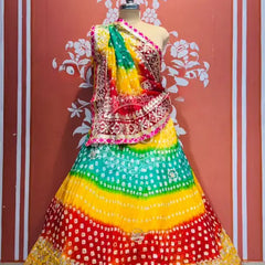 ART SILK BHANDEJ LEHENGA SEA GREEN