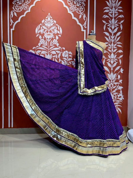 PINK PURPLE MOTHRA GOTA FULL FLARED LEHENGA