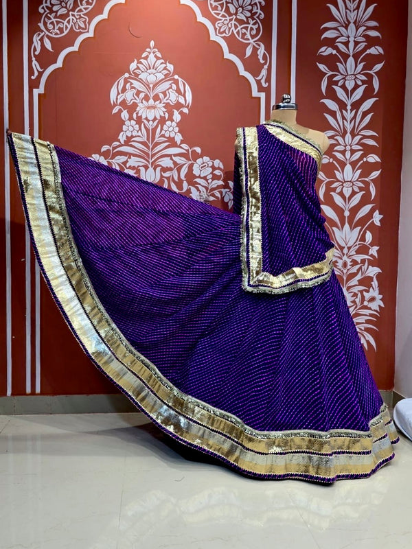 PINK PURPLE MOTHRA GOTA FULL FLARED LEHENGA