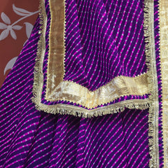 PINK PURPLE MOTHRA GOTA FULL FLARED LEHENGA