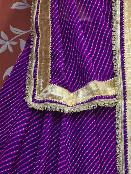 PINK PURPLE MOTHRA GOTA FULL FLARED LEHENGA