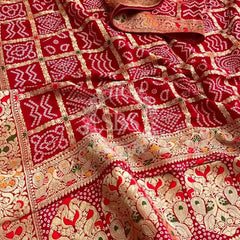 BANARSI GHATCHOLA SAREE Maroon / Free Size
