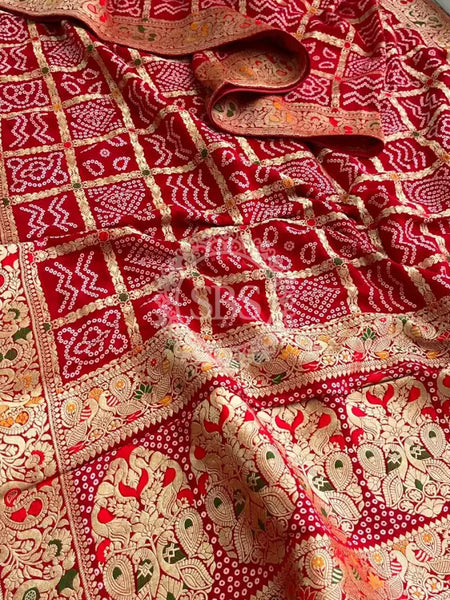 BANARSI GHATCHOLA SAREE Maroon / Free Size