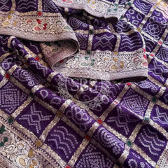 BANARSI GHATCHOLA SAREE Purple / Free Size