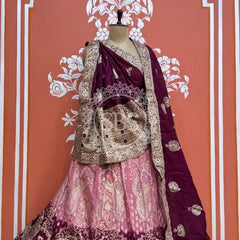 BANARSI ZARI WORK PEACOCK LEHENGA Purple & Pink