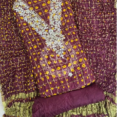 BHANDEJ GHATCHOLA SILK DRESS MATERIAL Burgundy