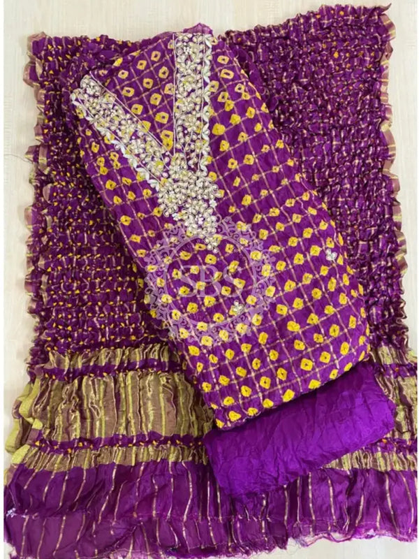 BHANDEJ GHATCHOLA SILK DRESS MATERIAL Dark Purple