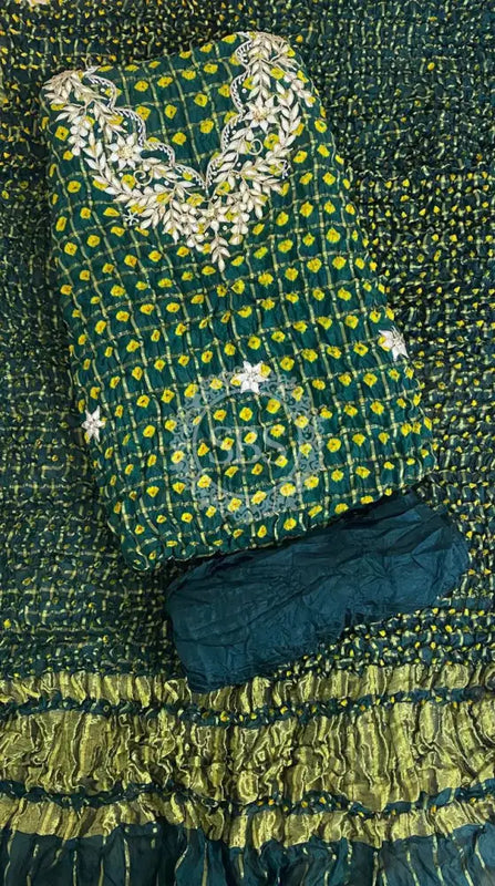 BHANDEJ GHATCHOLA SILK DRESS MATERIAL Green