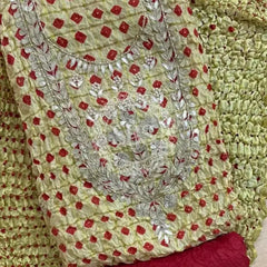 BHANDEJ GHATCHOLA SILK DRESS MATERIAL LEMON YELLOW