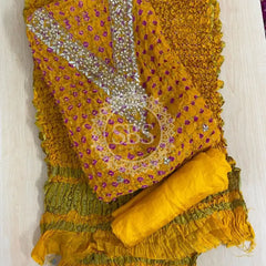 BHANDEJ GHATCHOLA SILK DRESS MATERIAL Mustard