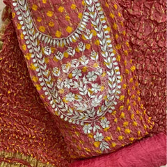 BHANDEJ GHATCHOLA SILK DRESS MATERIAL Orange