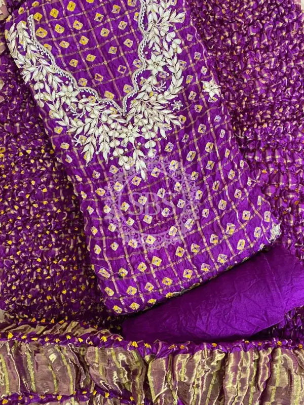 BHANDEJ GHATCHOLA SILK DRESS MATERIAL PURPLE