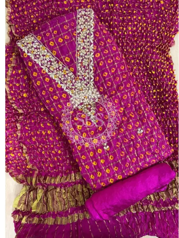 BHANDEJ GHATCHOLA SILK DRESS MATERIAL Rani Pink