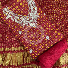 BHANDEJ GHATCHOLA SILK DRESS MATERIAL Red