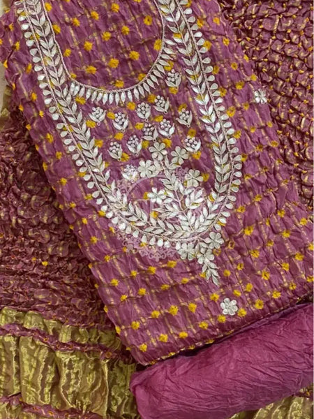 BHANDEJ GHATCHOLA SILK DRESS MATERIAL Rose gold