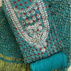 BHANDEJ GHATCHOLA SILK DRESS MATERIAL TURCOISE