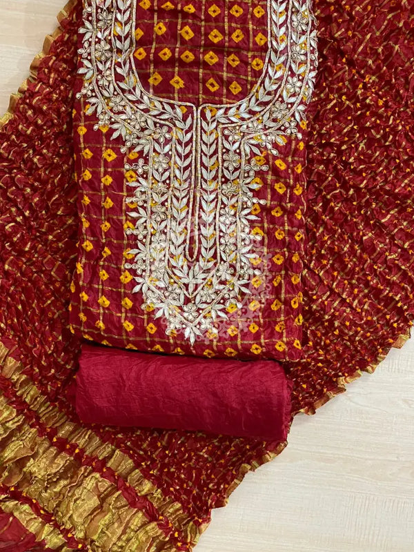 BHANDEJ GHATCHOLA SILK SUITS DRESS MATERIAL