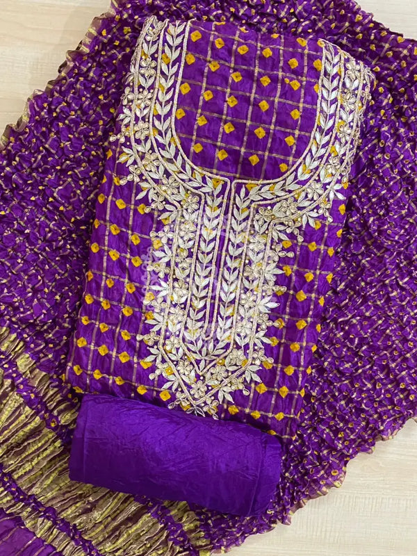 BHANDEJ GHATCHOLA SILK SUITS DRESS MATERIAL