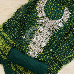 BHANDEJ GHATCHOLA SILK SUITS DRESS MATERIAL Green / Free Size