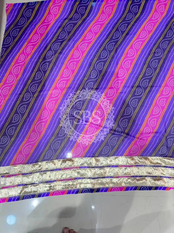 BHANDEJ GOLDEN SILVER WORK BIG FLARED LEHENGA Purple / Free Size