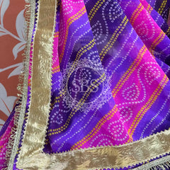 BHANDEJ GOLDEN SILVER WORK BIG FLARED LEHENGA Purple / Free Size