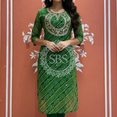 Bhandej Handwork Kurti 38 (L) / Green
