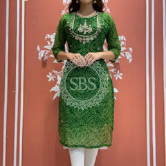 Bhandej Handwork Kurti 38 (L) / Green