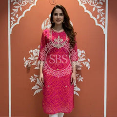 Bhandej Handwork Kurti 38 (L) / Pink